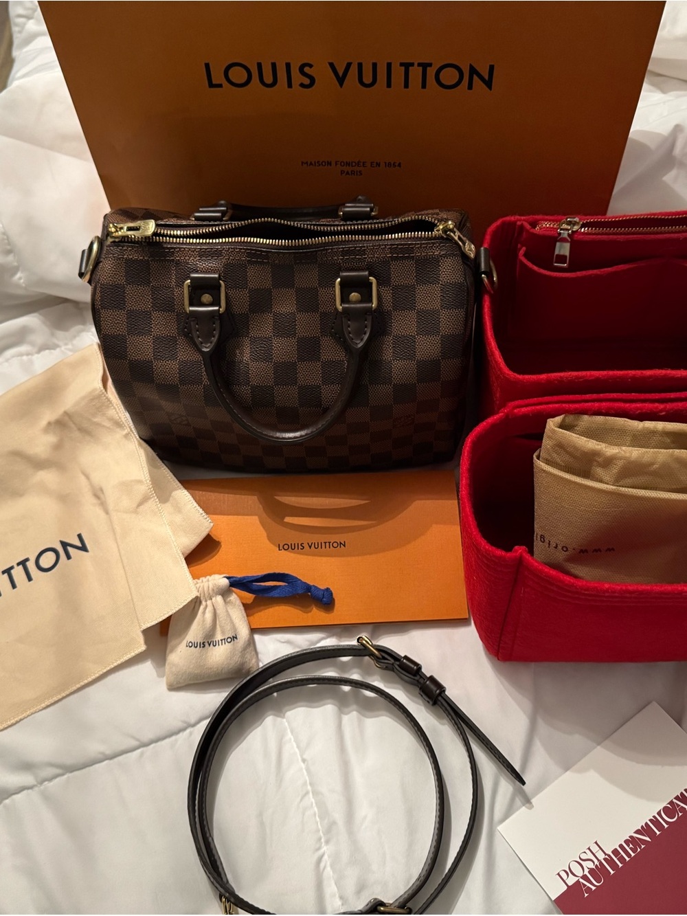 Louis Vuitton Damier Ebene Speedy 25 Bandolier